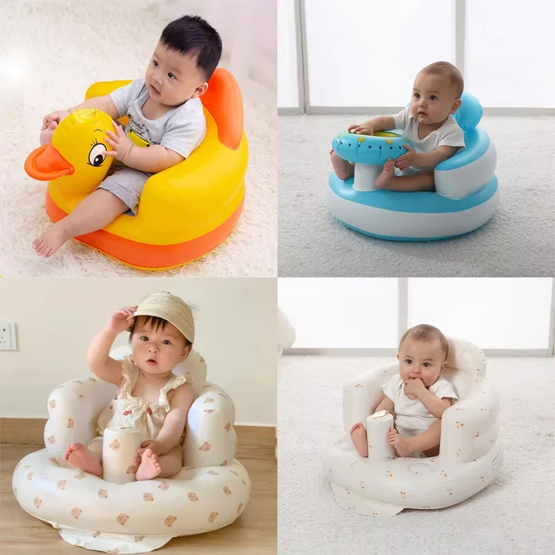 Sillas y Sofás para Bebés 3-36 Meses Asiento Inflable Bomba de Aire Integrada Portátil y Plegable Silla de Aprendizaje Sentarse para Bebés