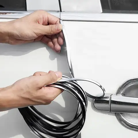 Chrome Car Door Edge Protection Strips Noise Isolation Sealant Car Door Rubber Seal Strip DIY Styling Decoration