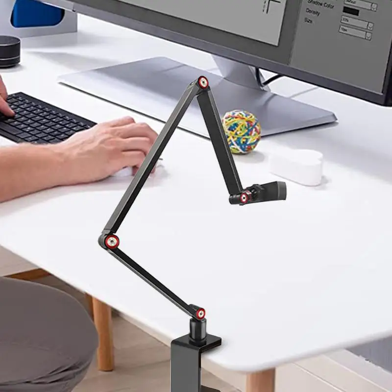 

Phone Stand For Desk 360-Degree Angle Adjustable Phone Holder Alloy Tablet Stand Holder For Desk Flexible Long Arm For Table