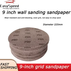 10 Pcs 9 Inch Mesh Sandpaper 225mm Wall Sander Flocking Round Dry Sandpaper Long Rod Sander Grinding Putty Powder Sand Skin