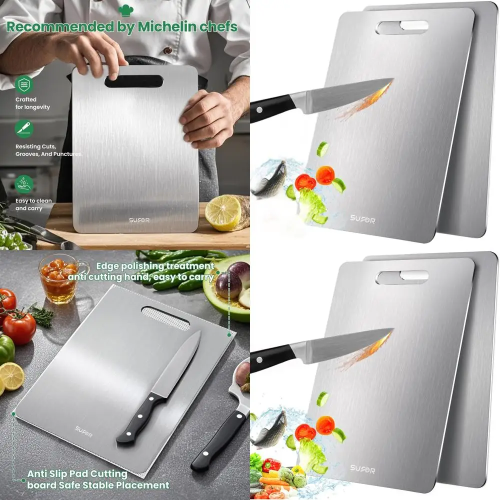 

Двойные разделочные доски из чистого титана — нескользящие, можно мыть в посудомоечной машине, легко чистящиеся, прочные кухонные разделочные доски для мяса, овощей, фруктов