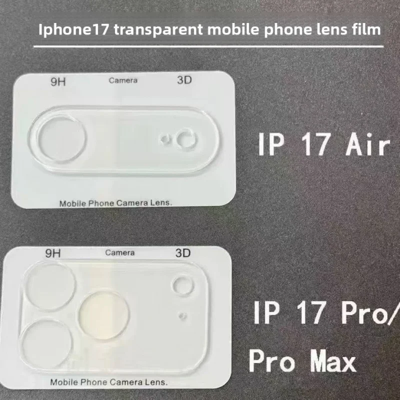 Odpowiedni do iPhone'a 17 Air, przezroczysta folia ochronna na obiektyw aparatu 3D stereoskopowa do Apple 17 Pro Max, folia ochronna na obiektyw z sitodrukiem.