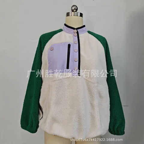 Roupas De Inverno Feminina Mulher Лоскутный плюшевый пуловер женский новый свободный пуловер на молнии с пуговицами однотонный модный свитшот пуловер