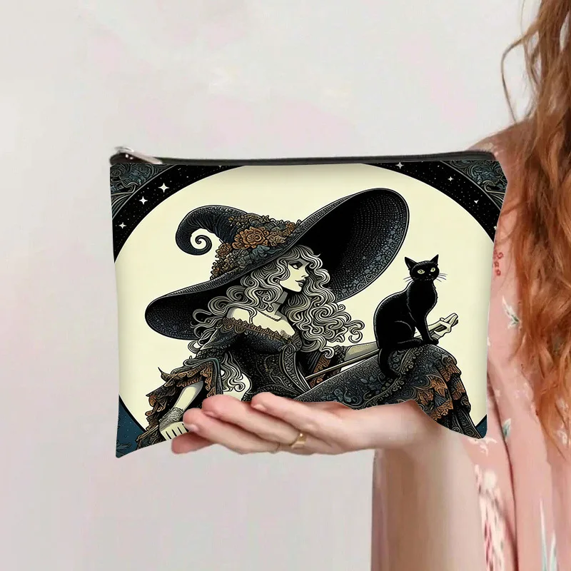 Best-selling Pumpkin Witch Halloween Double-sided Printed Makeup Bags, Women's Clutch Bag, Large-capacity Toiletry Bags Purse