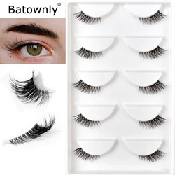 5 Pairs 2Colors Natural Look Lashes with Clear Band Short Fake Eyelash Pack by Outopen