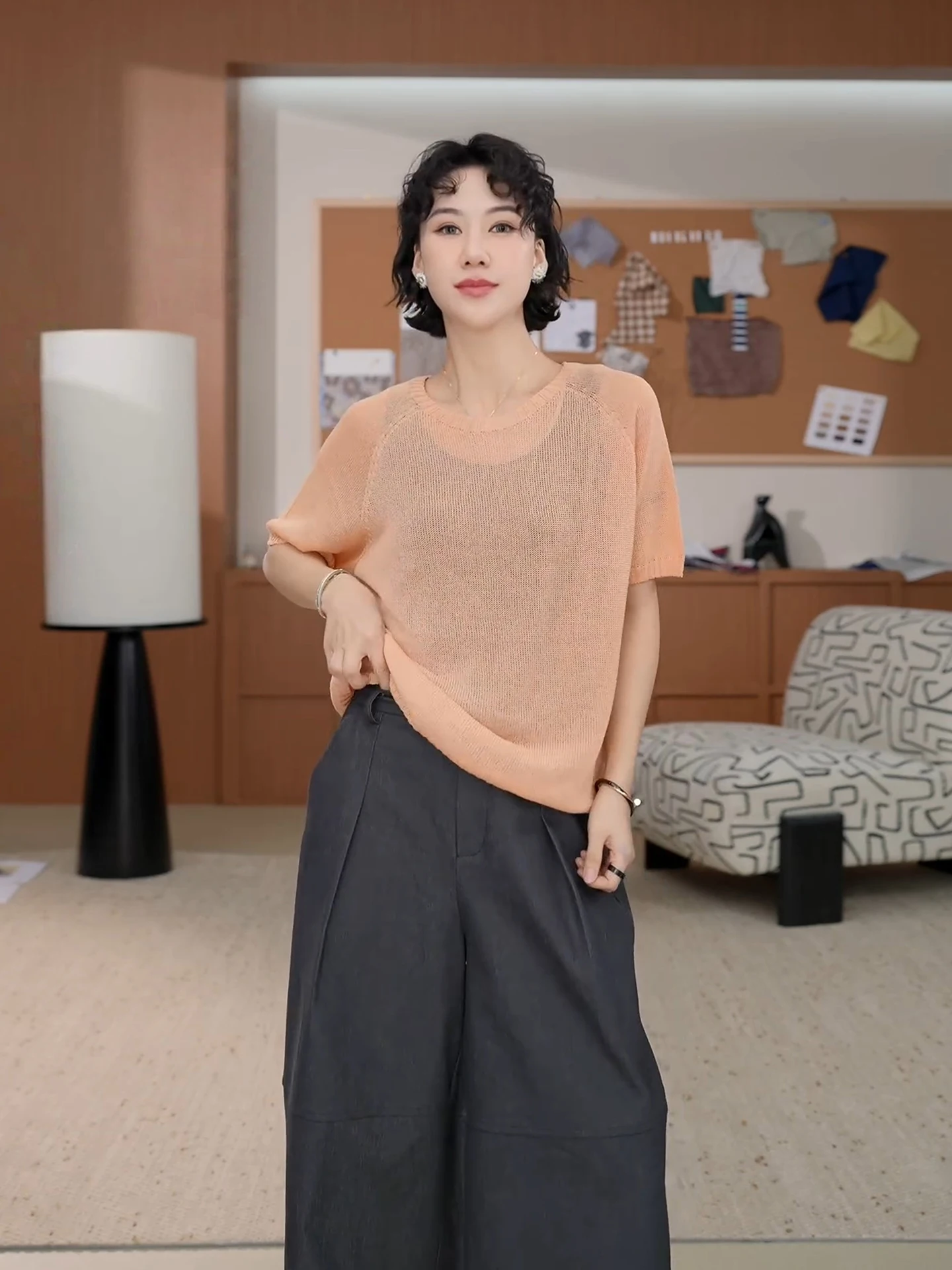 

TT round Neck Knitwear Short Sleeve Fashionable Simple Elegance Spring New Style Women's Casual Wear Breathable