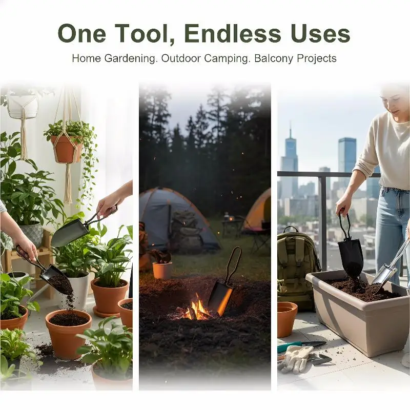 

Mini Stainless Steel Shovel for Garden Wide Blade Hand Tilling Rake Comfort Handle Tool for All Purpose Flower Planting