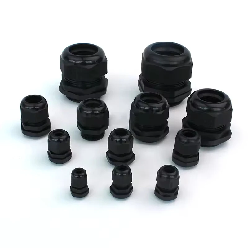 

20Pcs Waterproof Cable Gland Cable entry IP68 Waterproof grade PG7 PG9 PG11 PG13.5 PG16 PG19 PG21 Black Nylon Plastic Connector