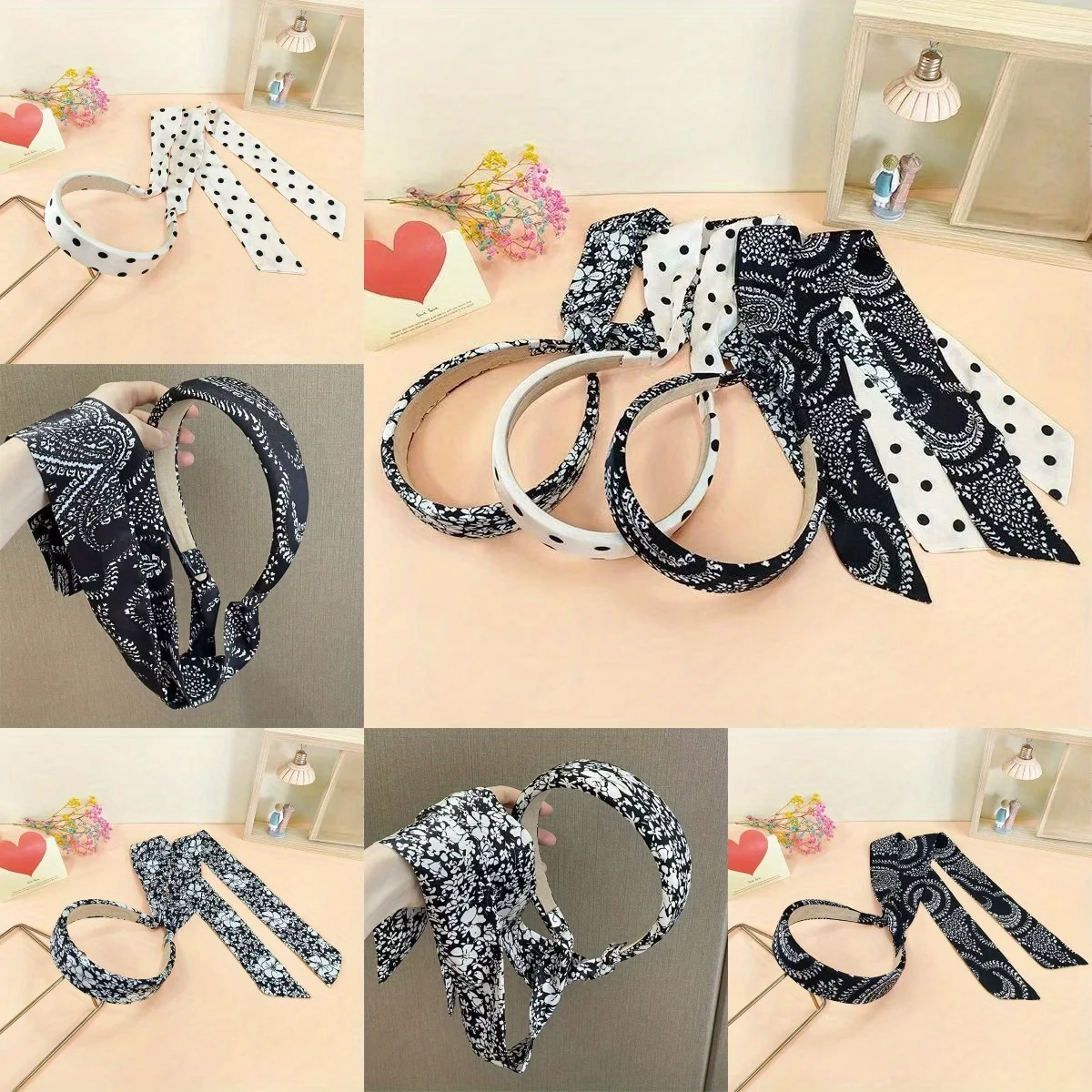 

Elegant Polka Dot Streamer Headband French Vintage Style Non-Slip Hair Accessory for Women Girls Special Occasions