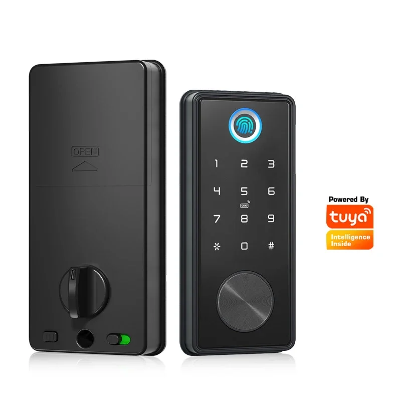 

008 Tediton Smart Fingerprint Deadbolt Lock Tuya APP WIFI Keypad Mechanical Key Combination Deadbolt Smart Lock