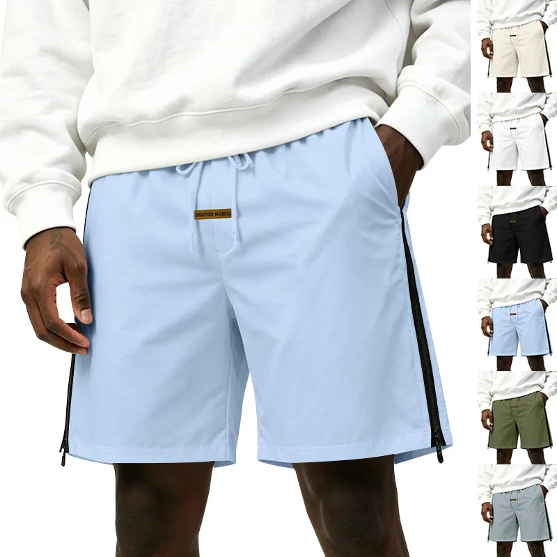 Fashion New Men High Street Skateboard Sports Shorts Side Zipper Design Beach Shorts Summer Casual Male Daily Shorts for Men