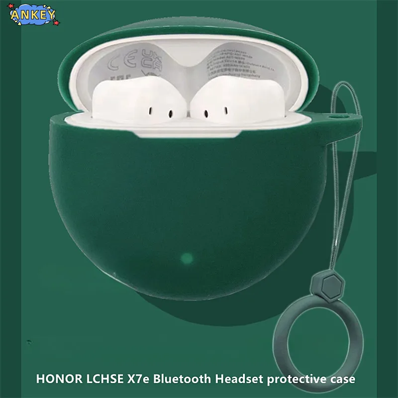 Custodia In Silicone Per Honor Choice Earbuds S7 - Verde, Antiurto, Con Clip E Cordino, Facile Da Pulire