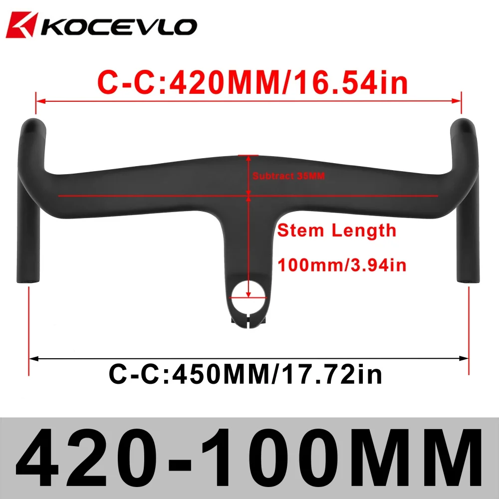 KOCEVLO Road AERO Carbon Integrierter Lenker für 28,6-mm-Gabel mit Abstandshaltern Radfahren Interne Kabel Road Barstem