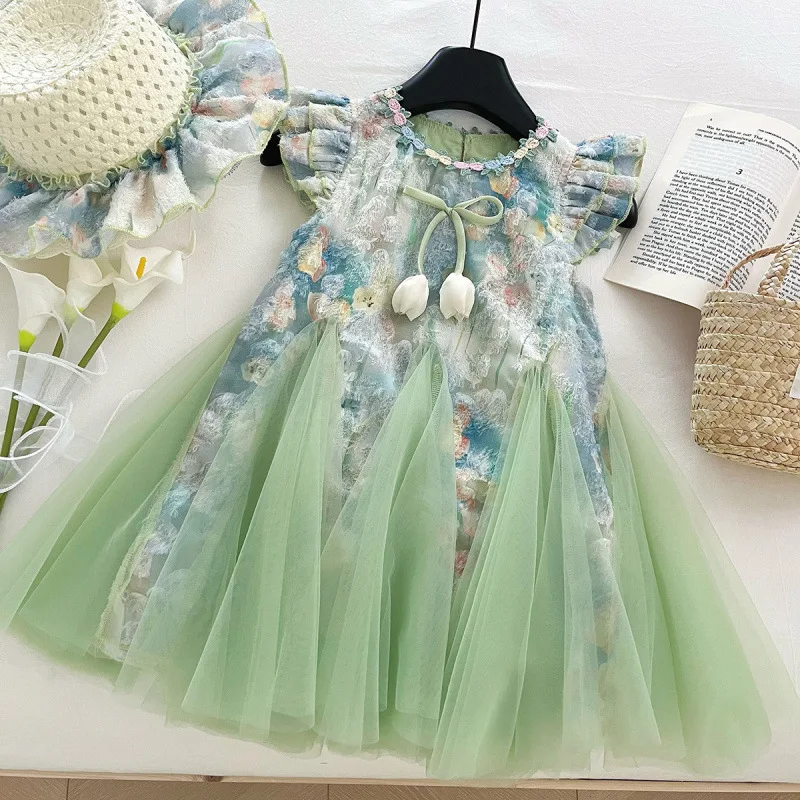 

Children's dress, girls' dress, new summer stylish dress for girls, super fairy floral dress, sleeveless children's dress