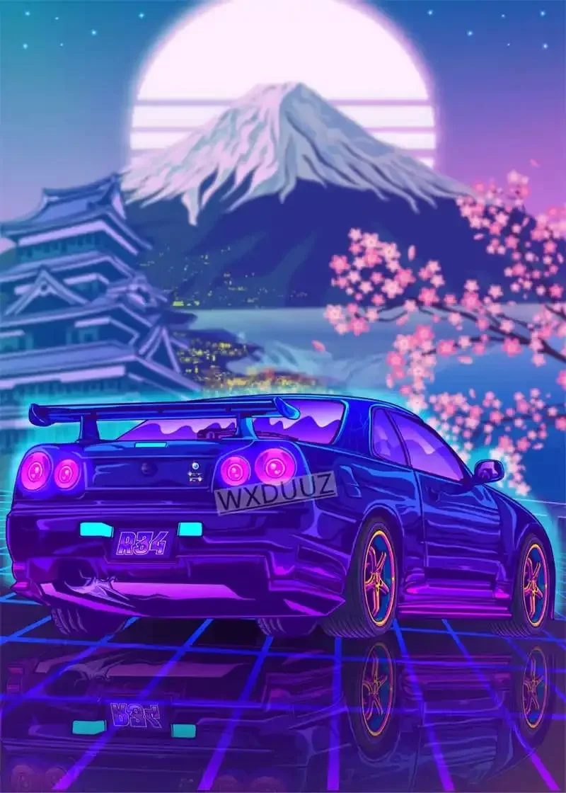 Japón estilo coche deportes de motor clásico café minimalista arte de la pared lienzo impreso pintura carteles para sala de estar decoración moderna del hogar