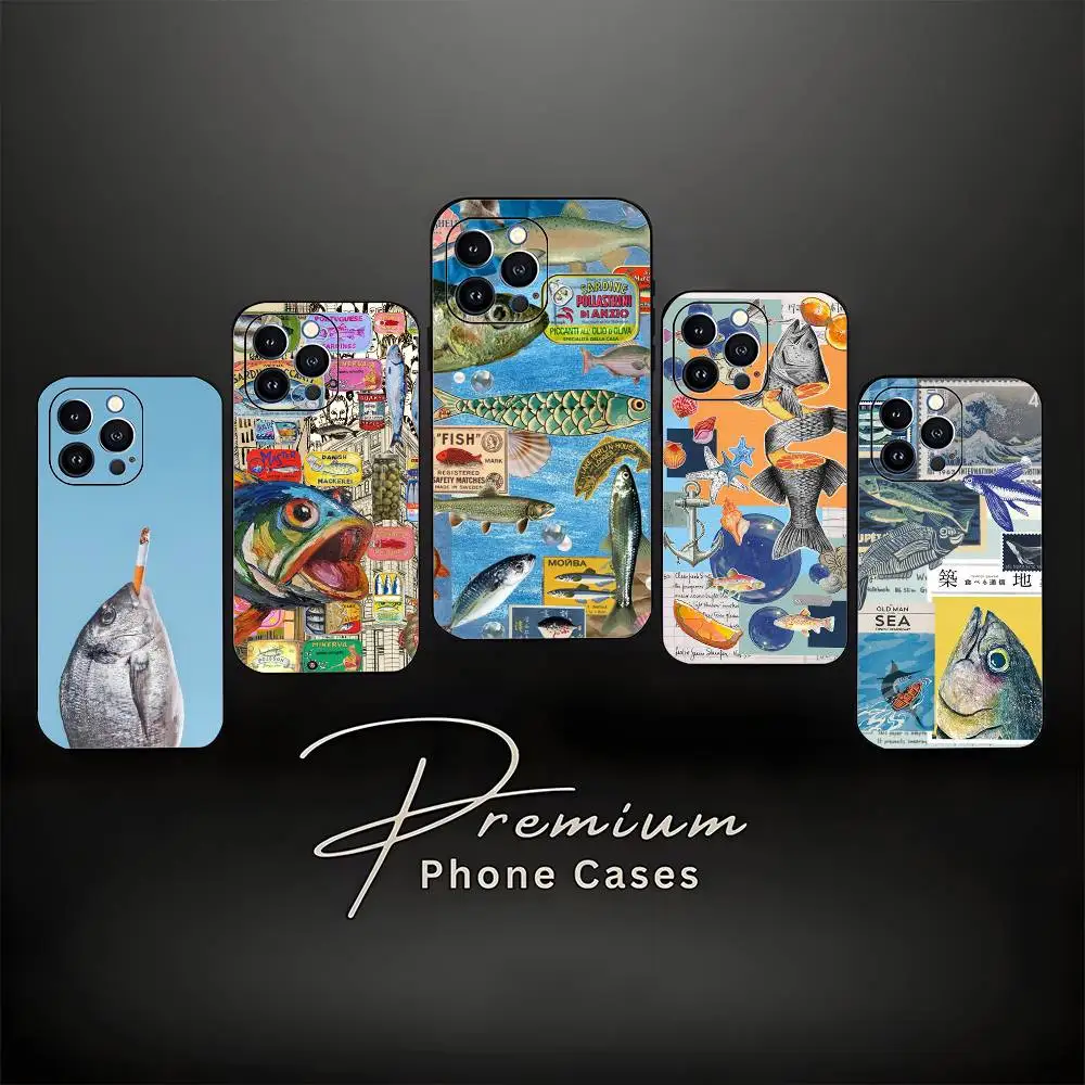 

F-Fish F-Funny Sardines Phone Case For iPhone 17,16,15,14,13,12,11 ,Pro Max,XS,X,XR,SE,Mini,8,7,Soft Silicone Black Cover