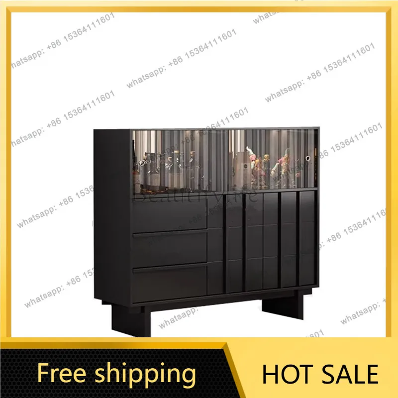 LS solid wood dining side against the wall integrated locker living room medieval glass door tea display cabinet