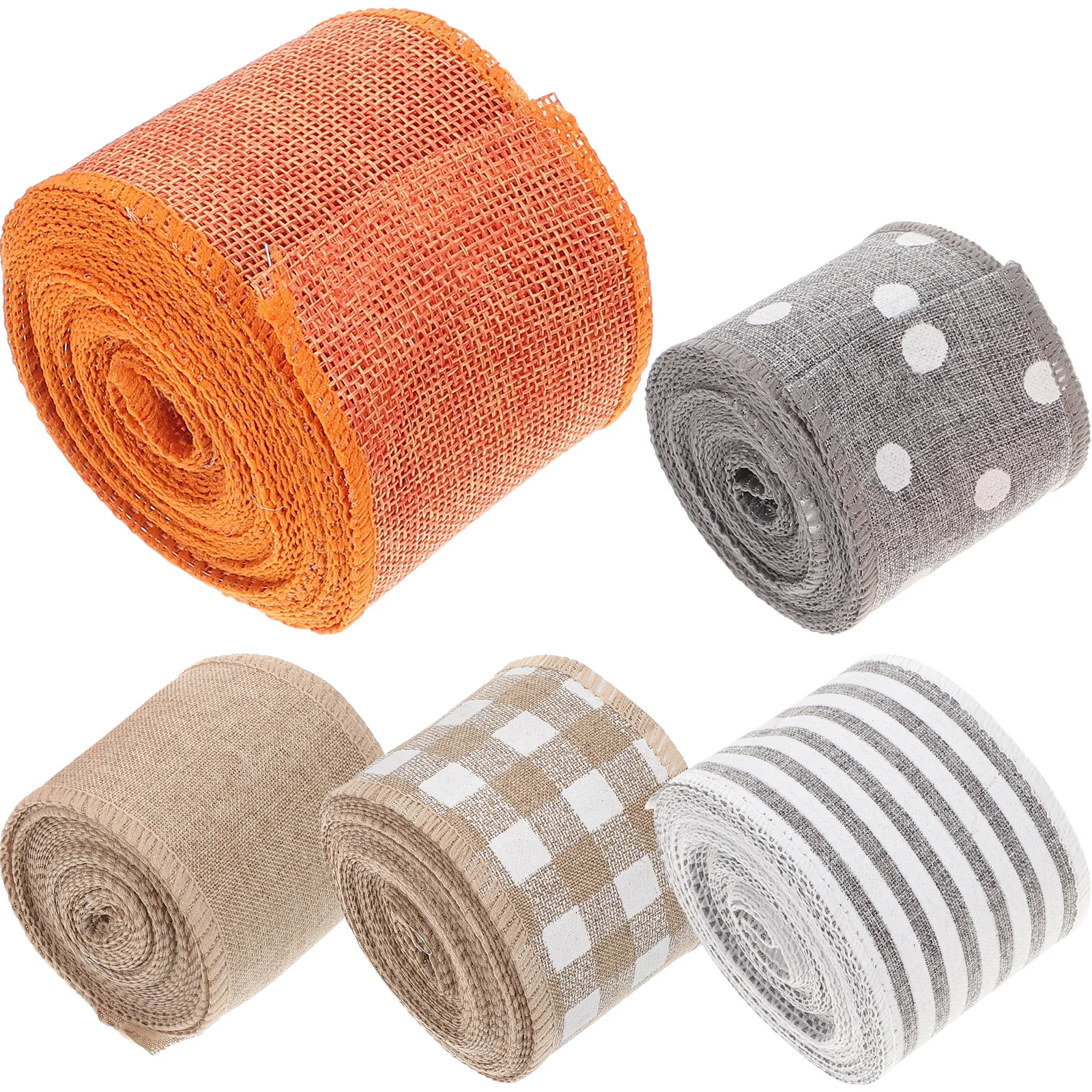 

5 Rolls Decorative Ribbons Christmas Wire Edged Polyester Iron Ribbon for DIY Crafts Gift Wrapping Supplies Bow Making