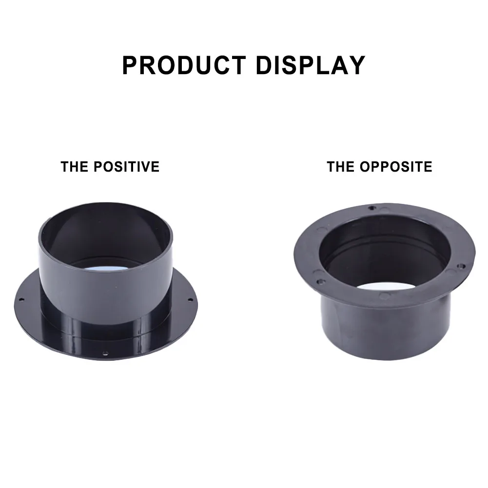 75mm ABS Straight Pipe Flange Black Odorless Low Resistance Ventilation Duct Connector For Exhaust Fresh Air Fan Wall Mount