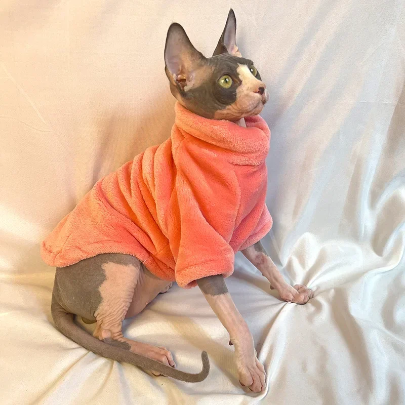 Winter Cat Clothes for Sphinx Warm Hoodies Pets Thicken Coat Kittens Costumes Jacket Chihuahua Autumn Double-sided Plus Velvet