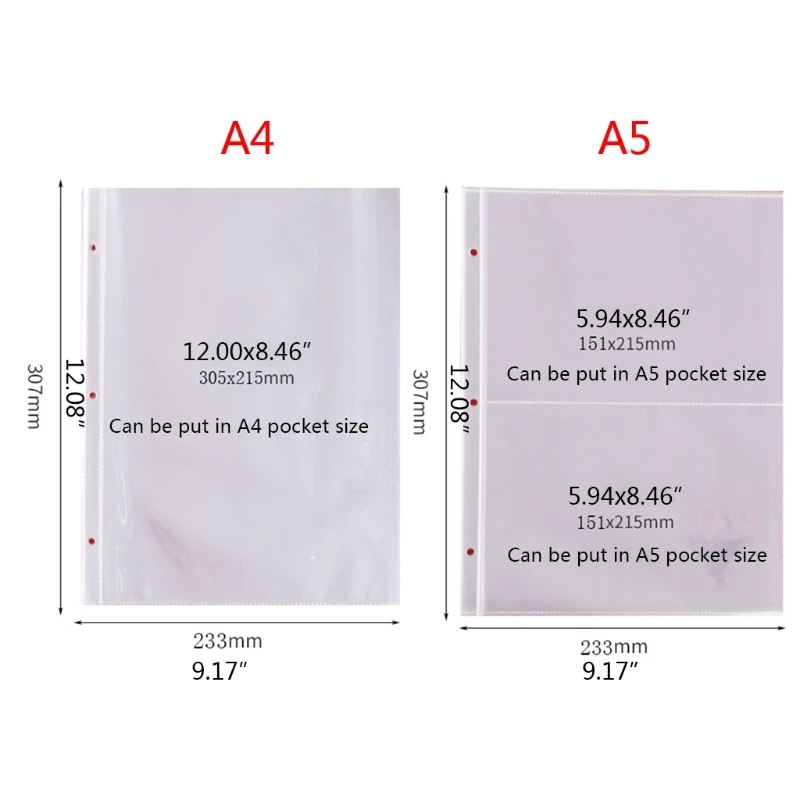 Carpeta archivos hojas sueltas con cierre a presión en forma con 10 bolsillos transparentes