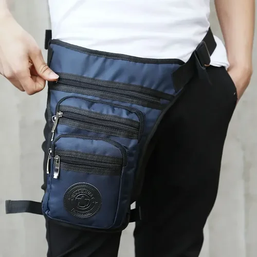 Imagen 2 del producto Riñonera de cintura para motocicleta para hombre, bolsa cruzada de nailon con múltiples bolsillos, bandolera para hombre, riñonera