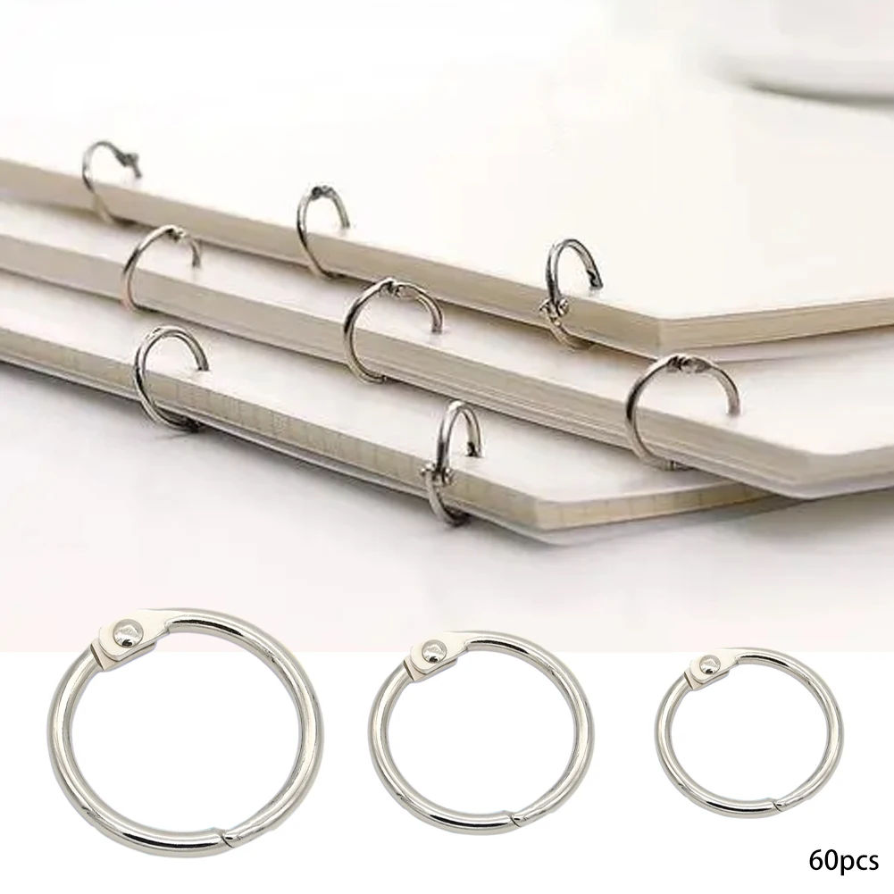 60pcs Round Circle 3 Sizes DIY Craft Book Reusable Flexible Scrapbook Loose Leaf School Office Binder Ring Notebook Cards