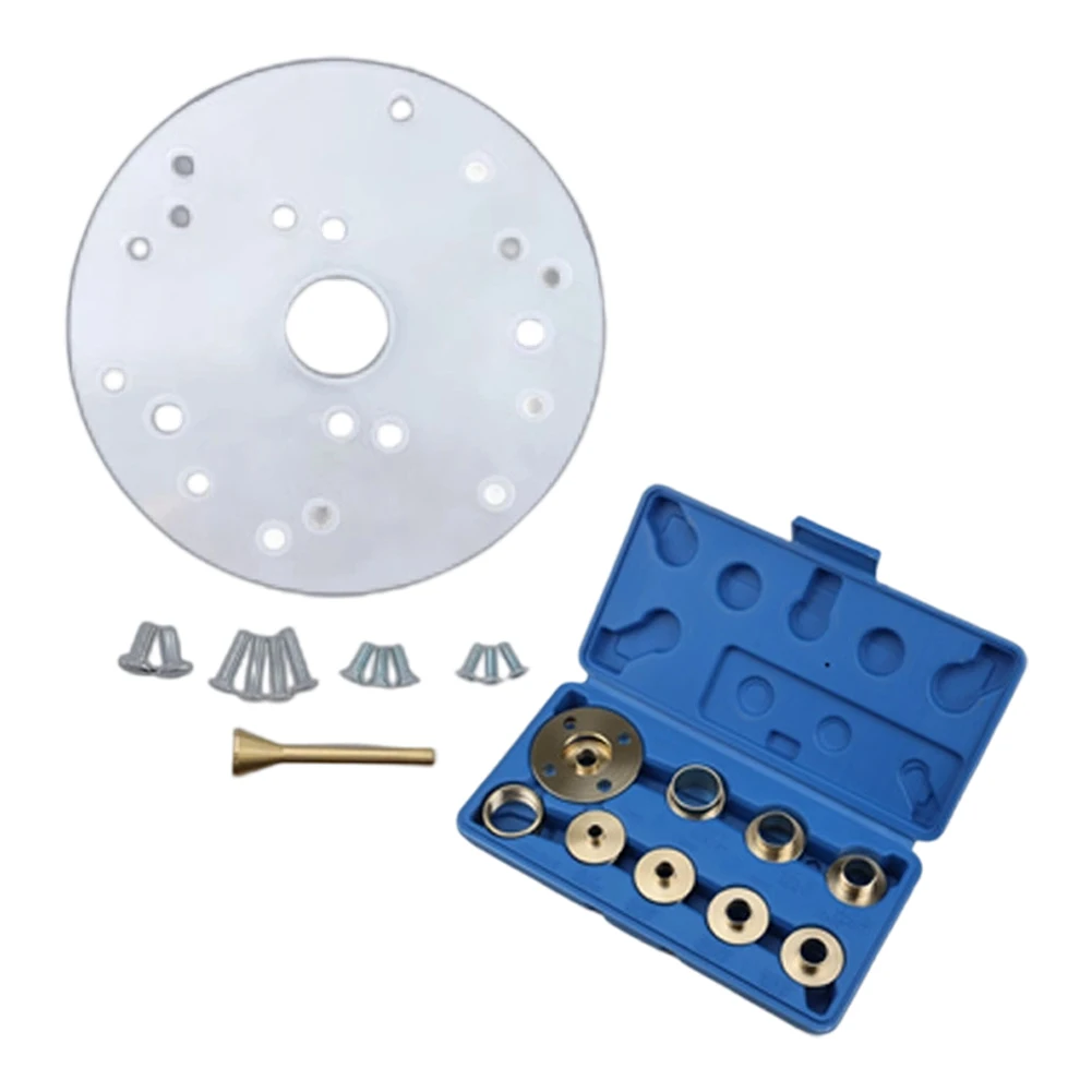 

10pcs Acrylic Router Base Plate With Brass Router Guide Bushing Set For BOSCH For DEWALT Woodworking Auxiliary Tools Kit