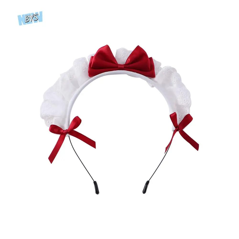 

Hair Hoop Hairpin Sweet Cosplay Props Lace Maid Headdress Make up Lolita Hair Band Women Accessories Korea Style Headband Bow