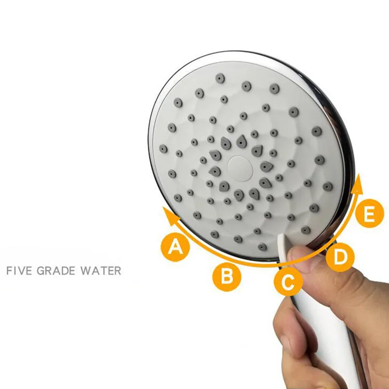 Cabeça de chuveiro portátil abs, 5 modos, aspersão de água, acessórios de chuveiro de banheiro, interface universal multifuncional 20mm a1