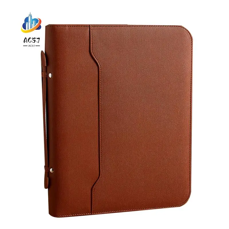 

AC57-Zippered Portfolio Organizer, Leather Padfolio Binder, Professional Business Binder, Organizer For Ipad/Document
