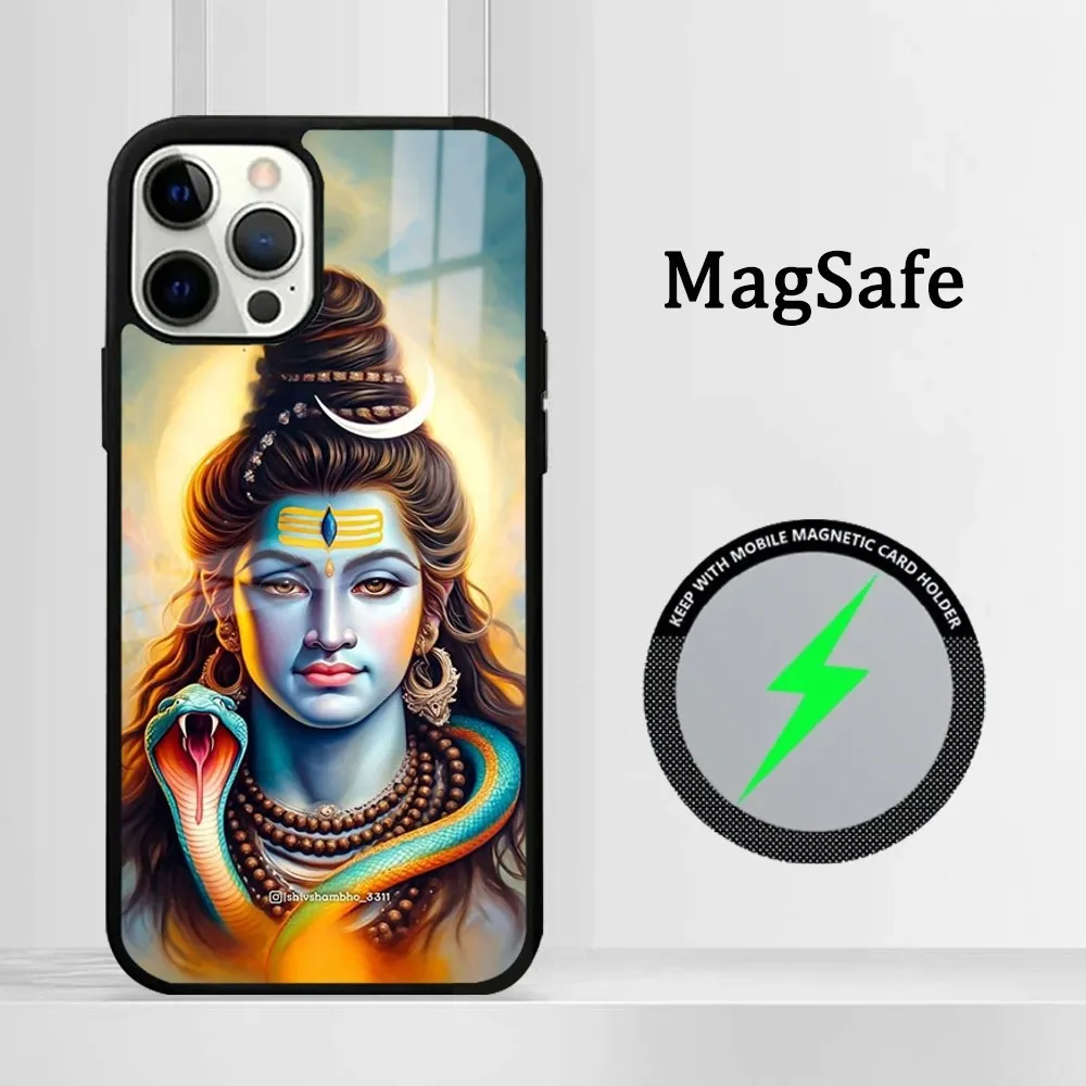 Hinduism Supreme Lord Shyva Man Phone Case For IPhone 16 15 14 13 12 11 Pro Max Plus Mini Magsafe Mirror Wireless Magnetic Cover