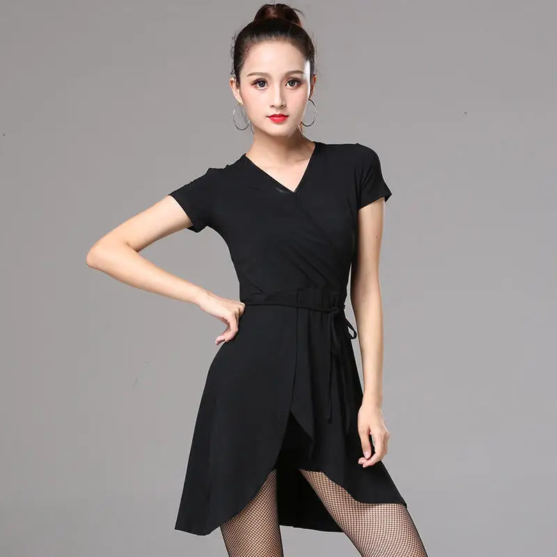 Ballroom Dance Wear Jurk Sexy Kleding Korte Zomer Jurken Dansbroek Vrouwen Latin Rok Samba Wear Line Pak Kostuum Jumpsuit