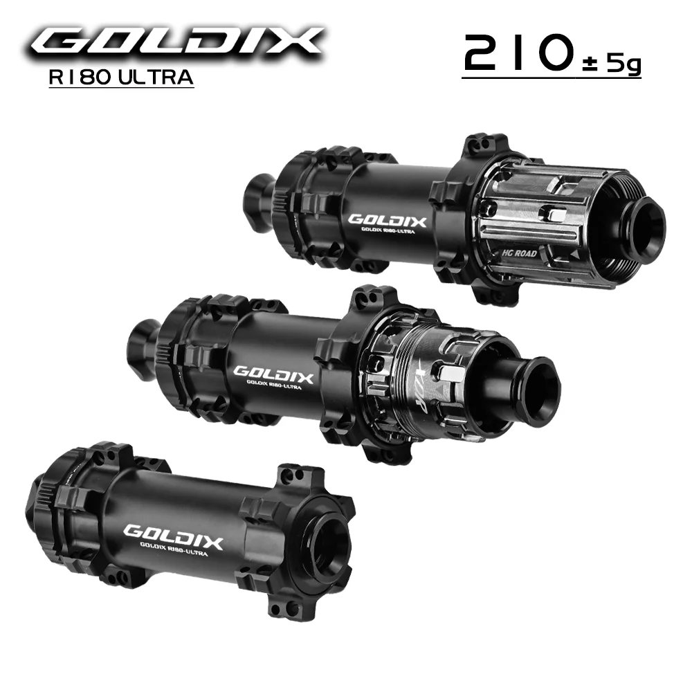 

GOLDIX R180ULTRA features ultralight 210gram hubs, TPI bearings, and a 24H 30T ratchet, and is compatible with Shimano SRAM.