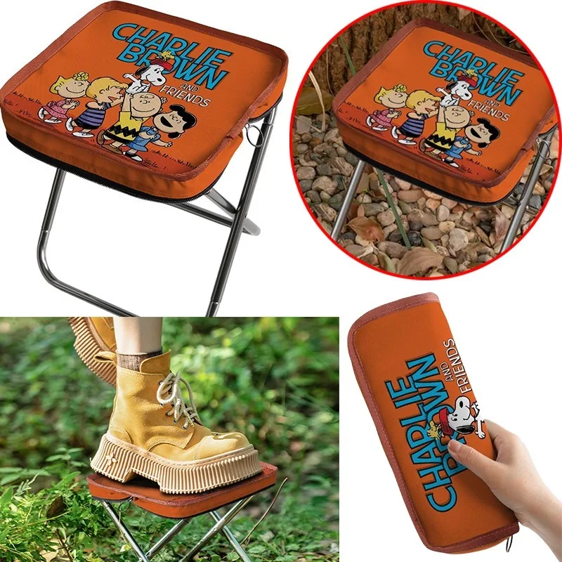 

Snoopy Fishing Folding Chair Anime Portable Folding Pen Bag Little Magza Travel Anywhere Mini Bench Outdoor Camping Chair Gifts