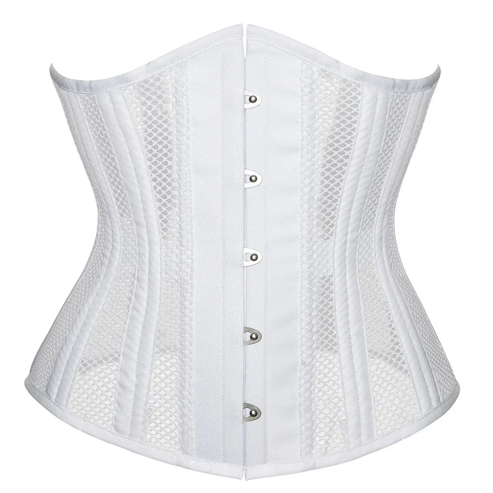 

Hollow Out Mesh Breathable Waist Underbust Corset Plastic Boned Shaperwear Gothic Bustier Corselet