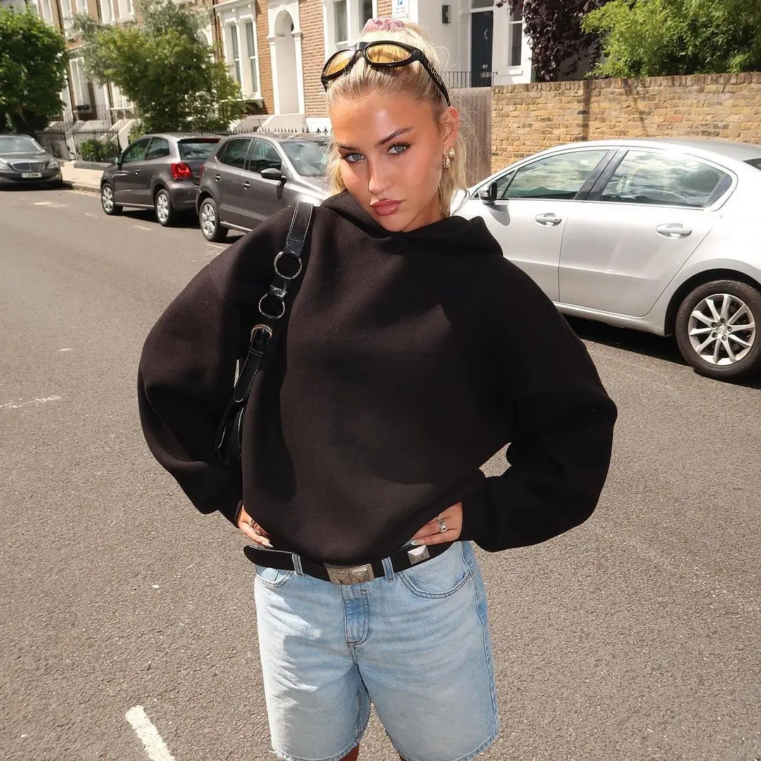 

Повседневные толстые толстовки, зимняя одежда, женская толстовка с капюшоном, женский пуловер с длинными рукавами, топы, уличная одежда больших размеров, черное