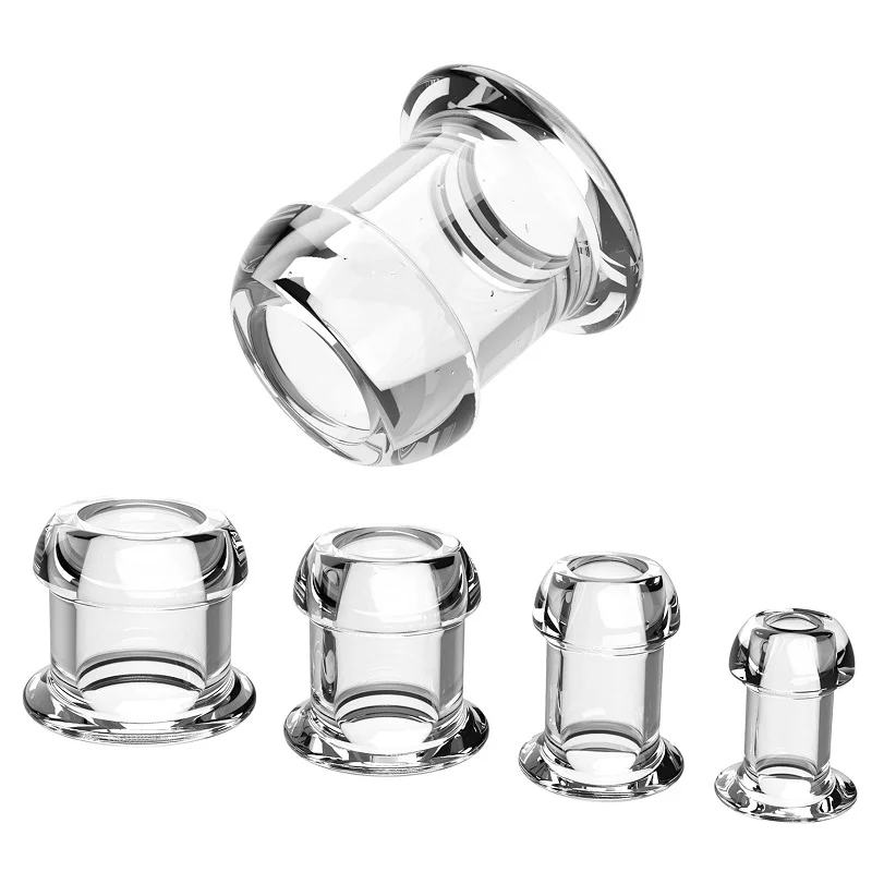 Hollow Speculum Peeking Anal Beads Butt Plug with Stopper Expander Tunnel Transparent Anus Dilation Adult Women Men Gay