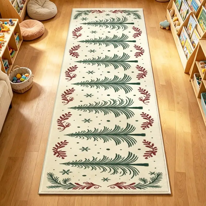 1 Piece Of Vintage Evergreen Printed Rug, Soft Comfortable, All Seasons Suitable, Lightweight Easy To Care, Home Decor, Living Room, Bedroom, Entryway, Winter, Autumn