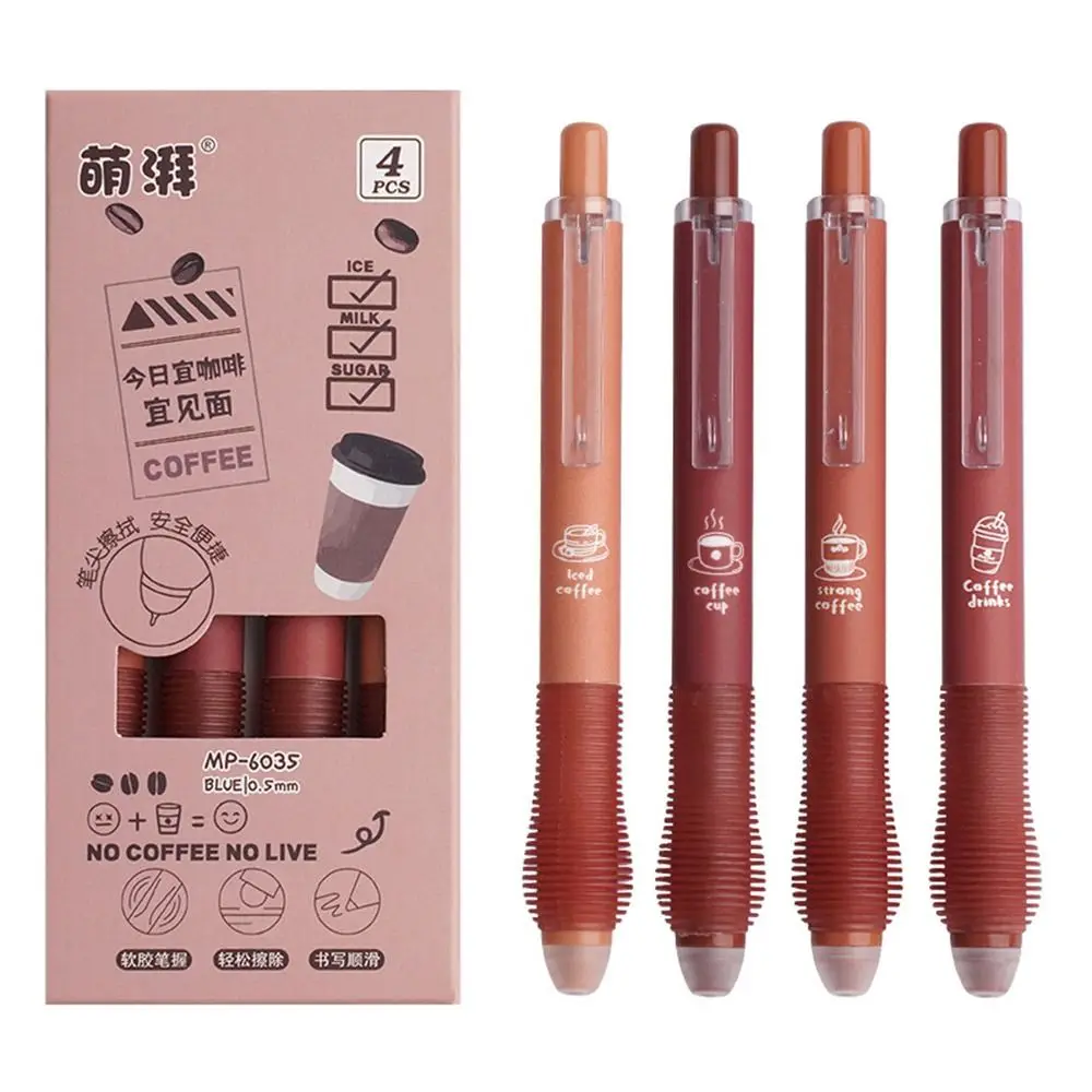 

4 шт./компл., высококачественная стираемая ручка с мягкой ручкой, тип пресса 0,5 мм, синие/черные чернила, гелевая ручка, нейтральная ручка, подарок