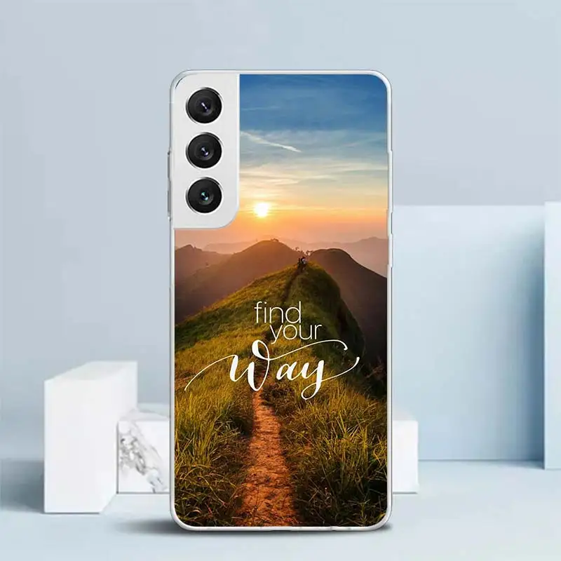 Travel Mountain Beach Proverb Soft Cover for Samsung Galaxy S23 S22 S21 Ultra S20 FE S10 Plus Print Phone Case S10E S9 S8 + Patt