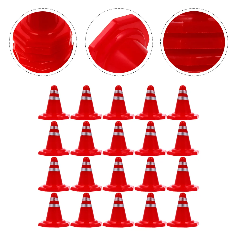 

50 Pcs Road Cone Sandbox Barricades Child Car Decor Toy Stop Signs Plastic Traffic Roadblocks Obvious