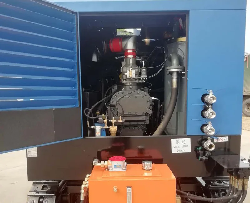 Compressor de ar de parafuso diesel montado em esteira rolante portátil 20bar para perfuração de poço de mineração