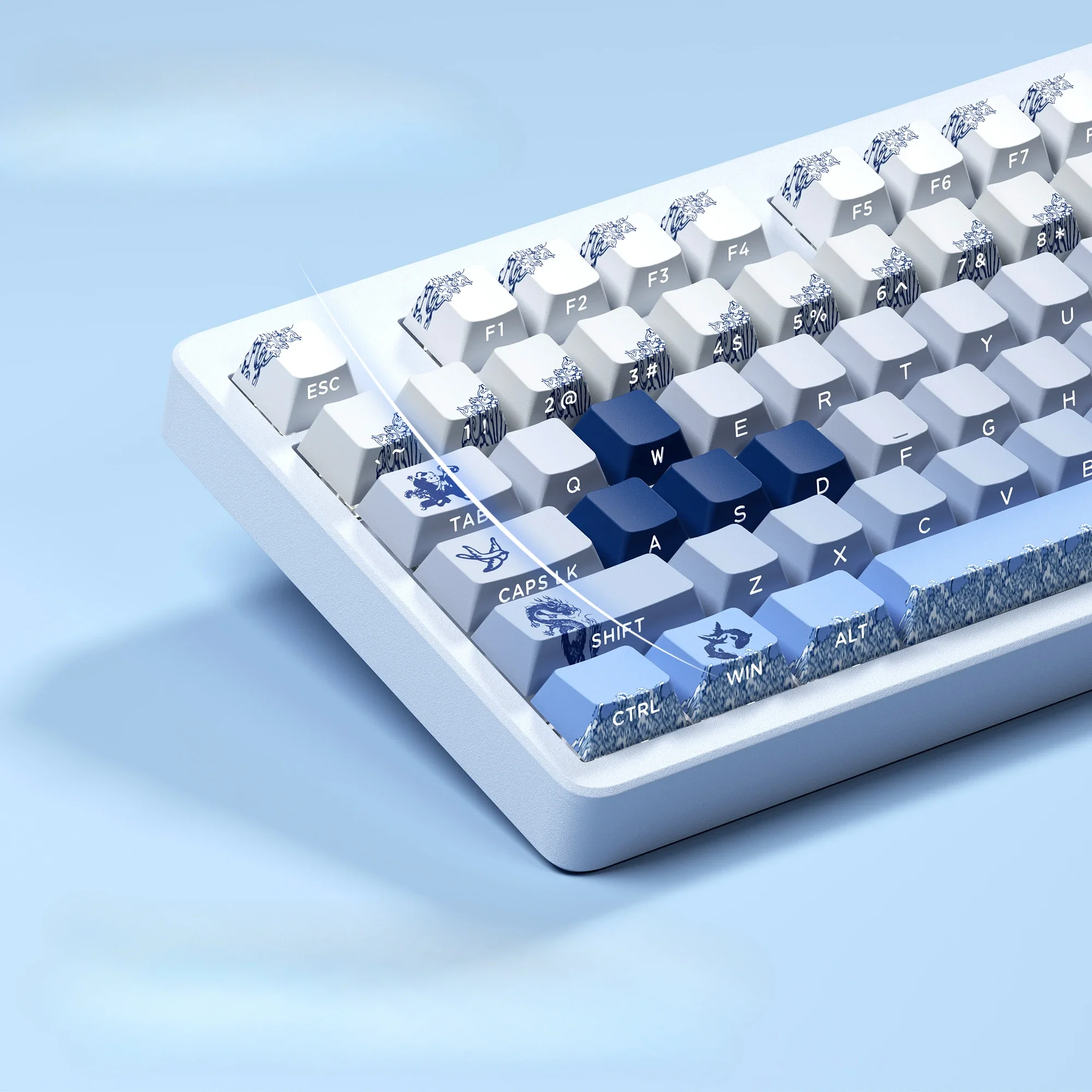 Original side-engraved light-transmitting PBT sublimation keycap 136 keys