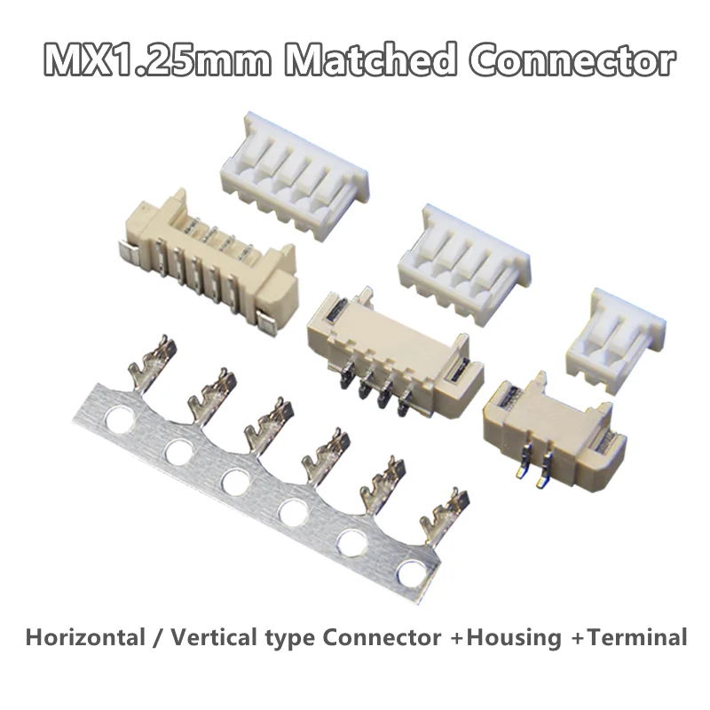 20set JST MX1.25 Horizontal /Vetical Socket + Housing + Terminals Connector DIY SMD PCB SMT 2PIN ~ 12PIN 1.25mm Pitch