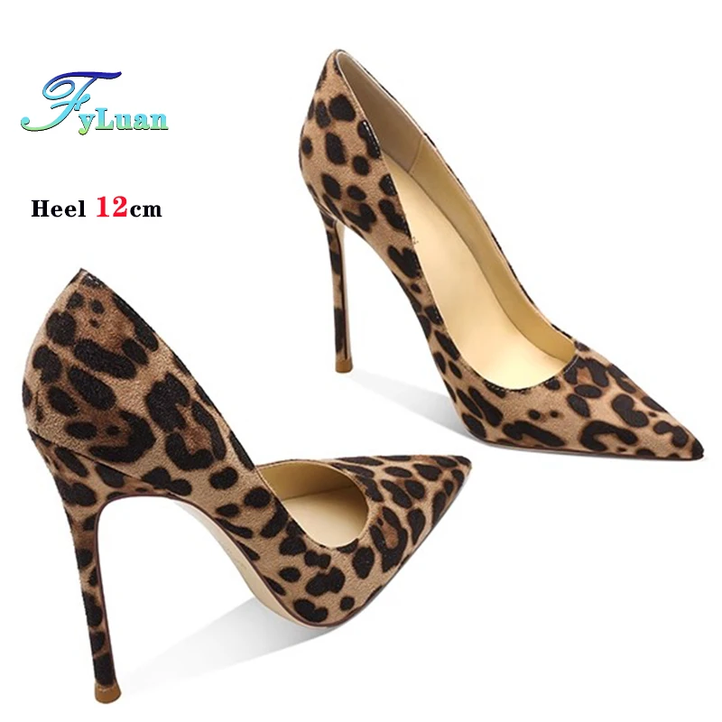 

Леопардовый принт на высоком каблуке 6 см, 8 см, 10 см, 12 см, женские замшевые туфли с острым носком, элегантные универсальные туфли-лодочки в Европе и Америке