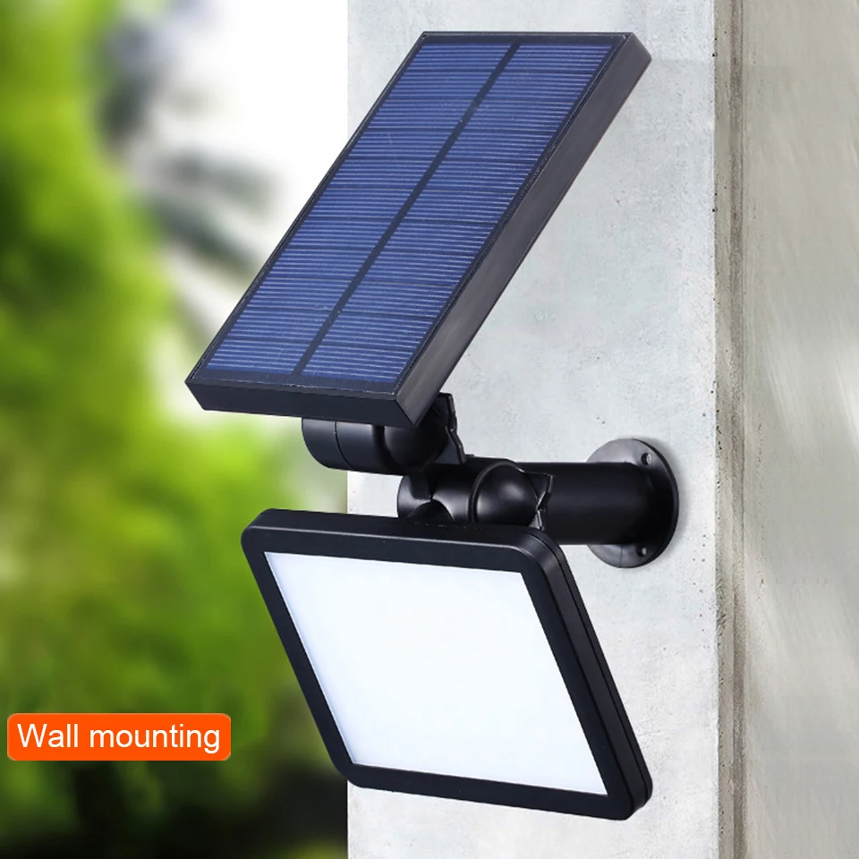 Lámpara de energía LED solar de 48 leds, luz de calle de seguridad, ajustable, para iluminación de exteriores, jardín, pared de patio, con inclinación de 280lm