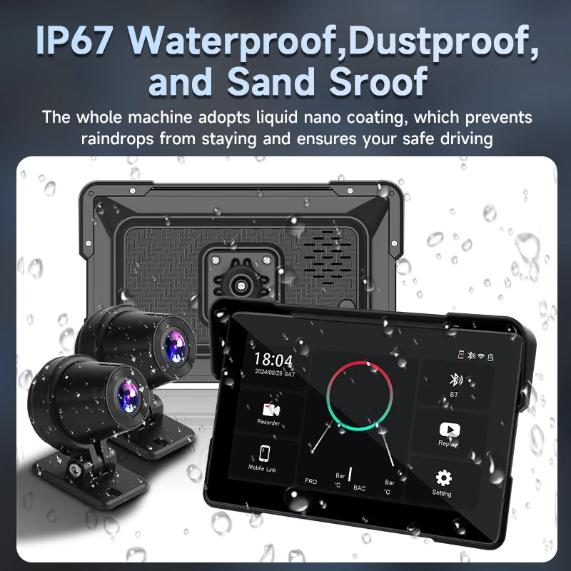 5/7 Inch Motorcycle Multimedia Player Portable Carplay Moto DVR Navigation GPS IPX7 Waterproof Wireless Android Auto TouchScreen image 6