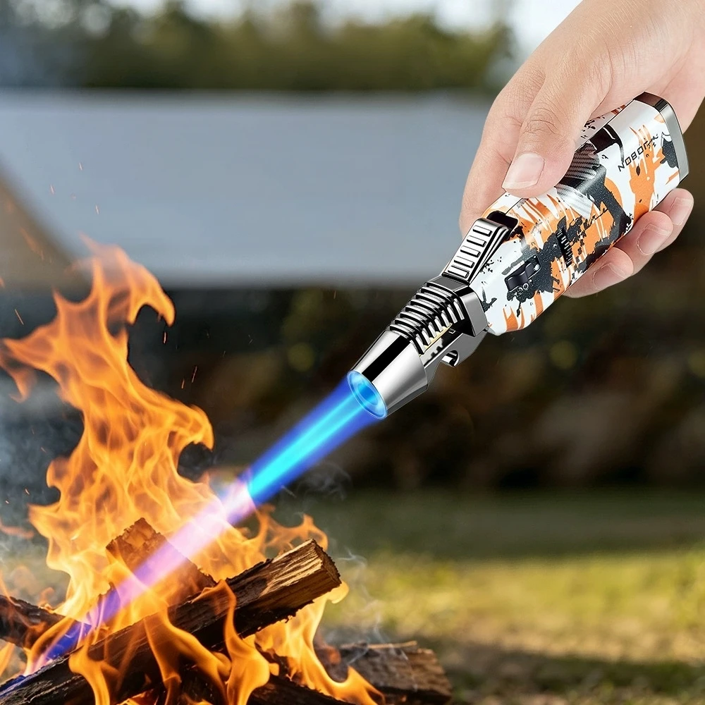 New metal high-temperature high firepower spray gun windproof direct flame outdoor with safety lock one key ignition lighter