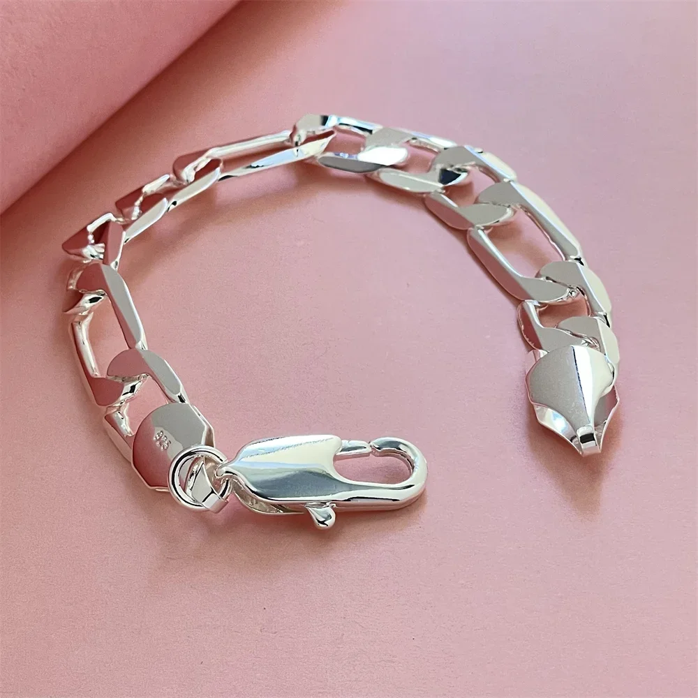 12MM 925 Sterling Silver Bracelet Ferrero Men's Classic Fashion Party Jewelry gift